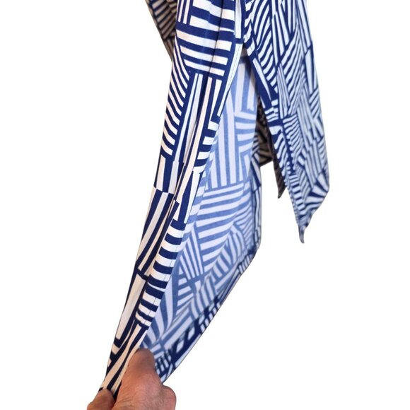 SOLD Leota Dress Womens Large Blue White Starboard Stripe Belted Shirt Midi - Picture 7 of 12